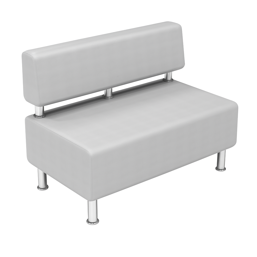 Офісний диван 2-місний з спинкою, матеріал - еко-шкіра, на хромованих ніжках, ЛЕЛЕКА, 1100х650х800 мм.